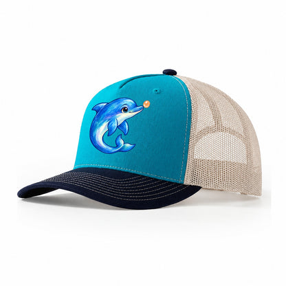 Dolphin Nose Boop Sea Sprite Trucker Hat – Teal Navy