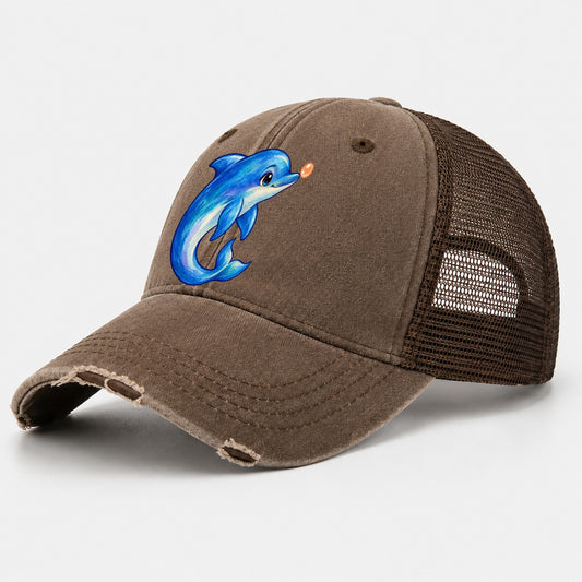 Dolphin Nose Boop Sea Sprite Washed Trucker Hat – Coffee