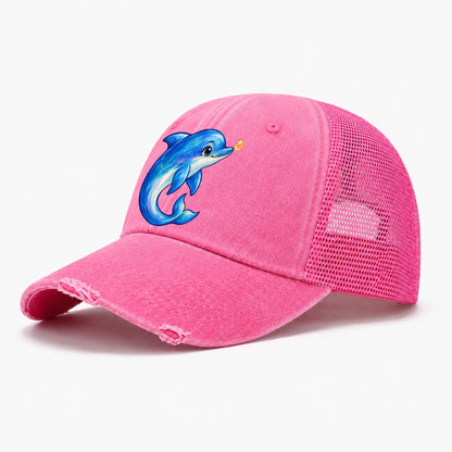 Dolphin Nose Boop Sea Sprite Washed Trucker Hat – Rose
