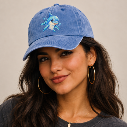 Dolphin Three Quarter Swim Sea Sprite Classic Cap — studio model wearing the hat