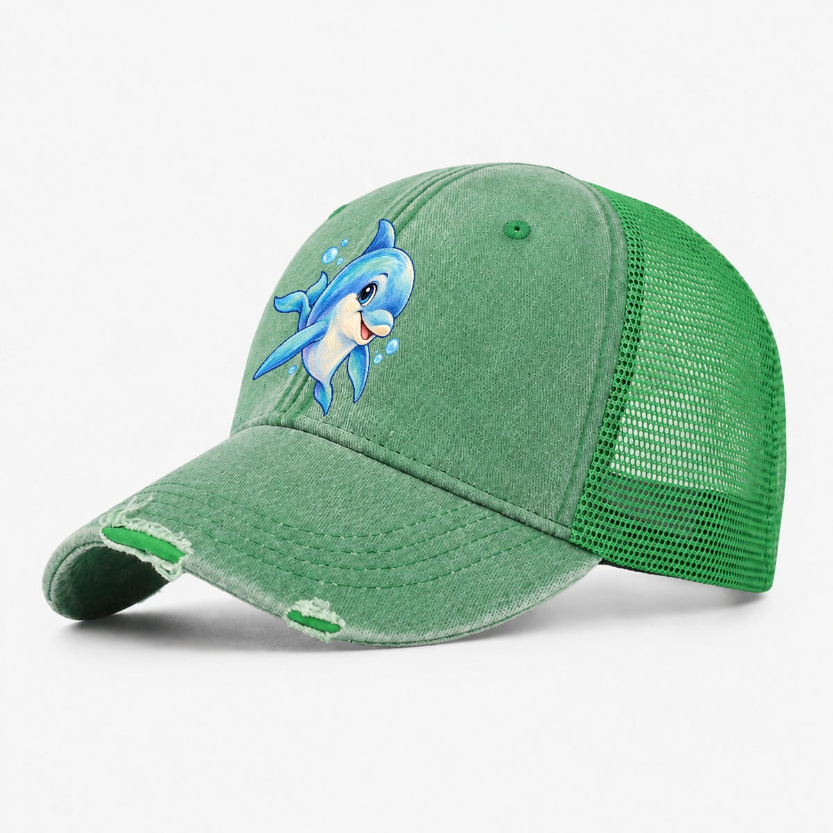 Dolphin Three Quarter Swim Sea Sprite Washed Trucker Hat – Ink Green