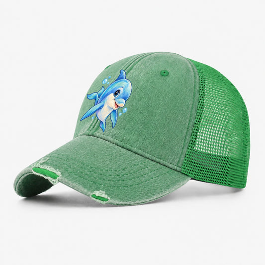 Dolphin Three Quarter Swim Sea Sprite Washed Trucker Hat – Ink Green
