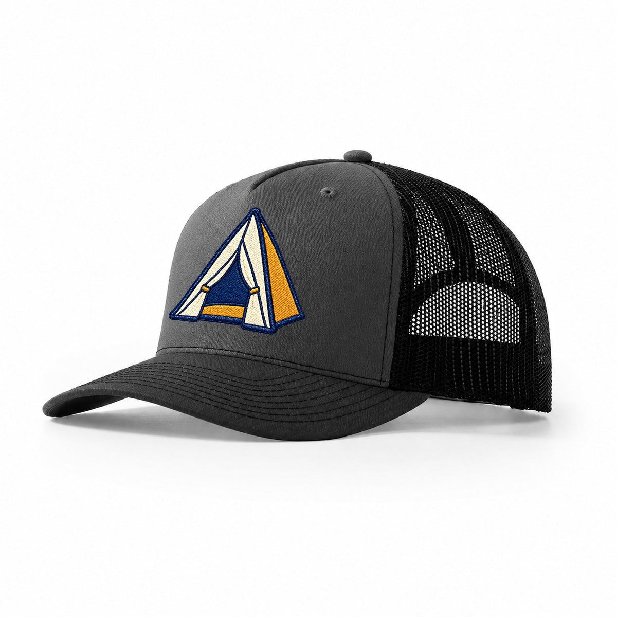 Dome Camping Tent Tiny Solo Marks Trucker Hat – Dark Grey Black