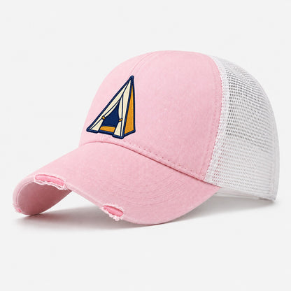 Dome Camping Tent Tiny Solo Marks Washed Trucker Hat – Light Pink