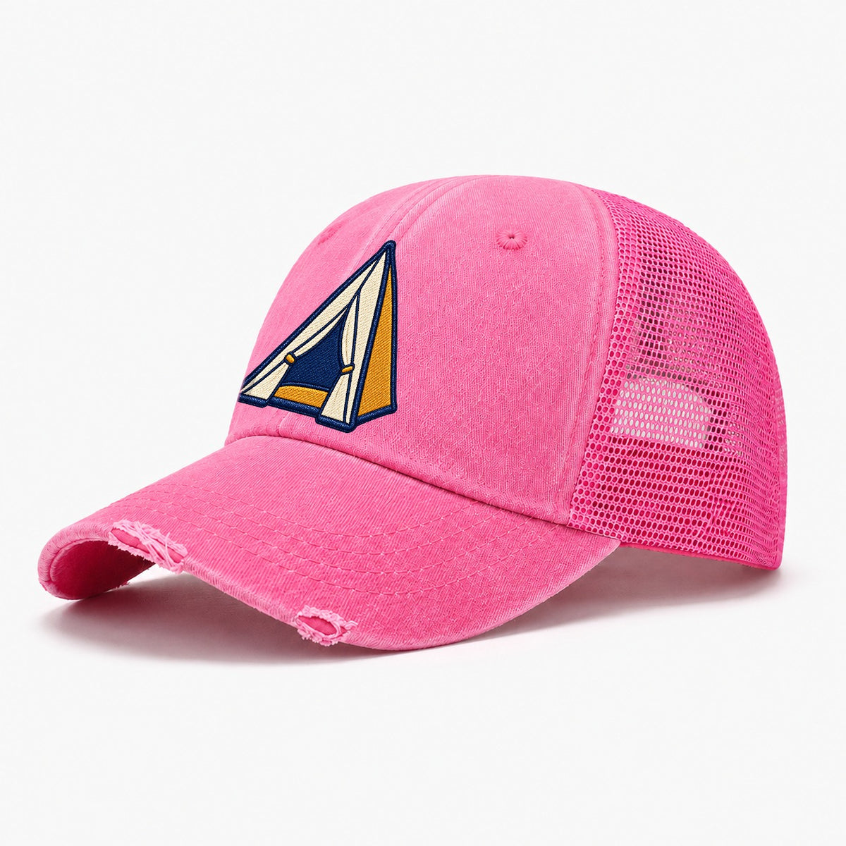 Dome Camping Tent Tiny Solo Marks Washed Trucker Hat – Rose
