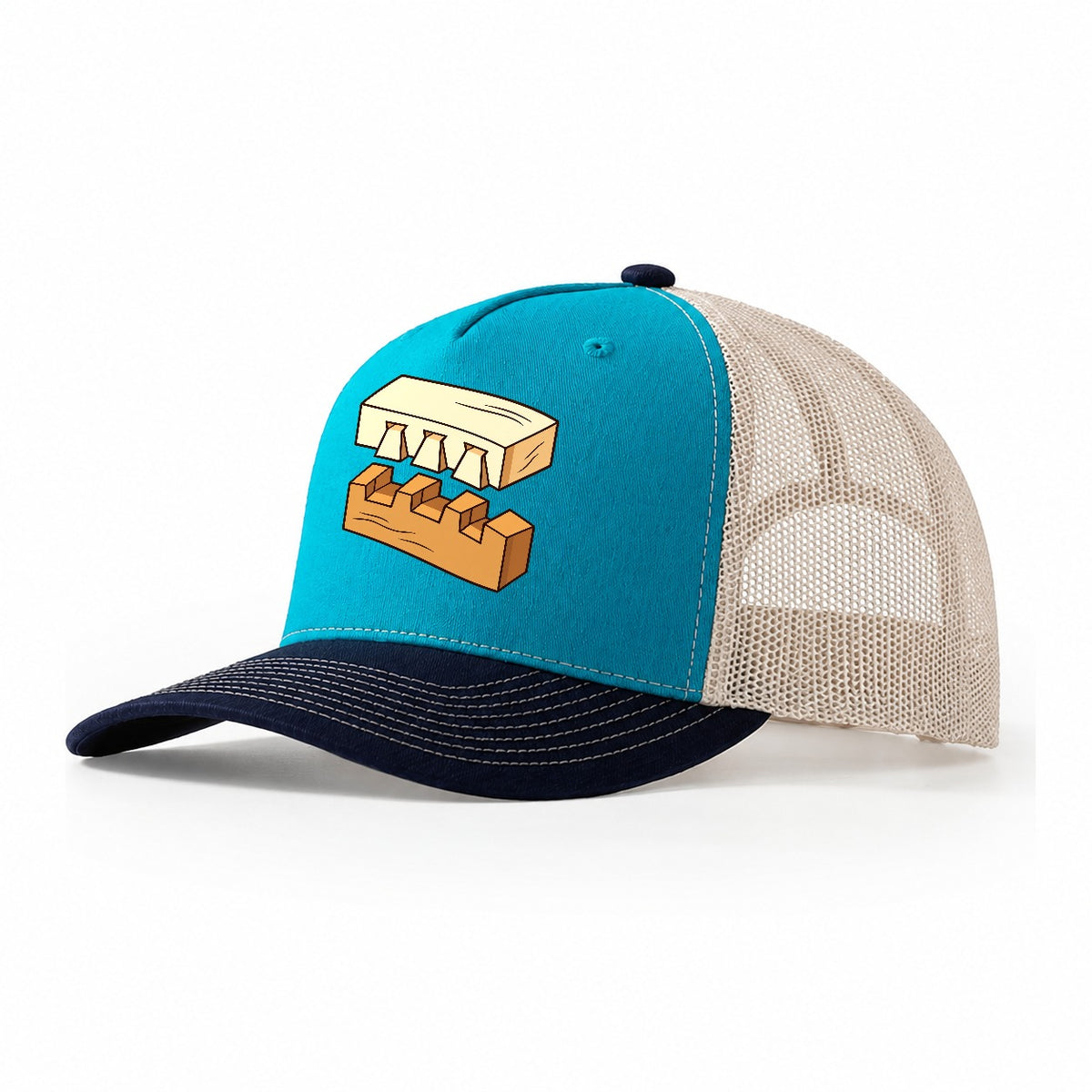 Dovetail Joint Study Woodworking Trucker Hat – Teal Navy