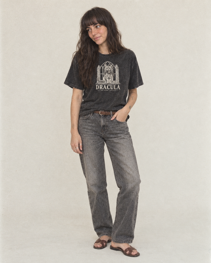 Dracula Short Version Cats Vintage T-shirt – studio model photo