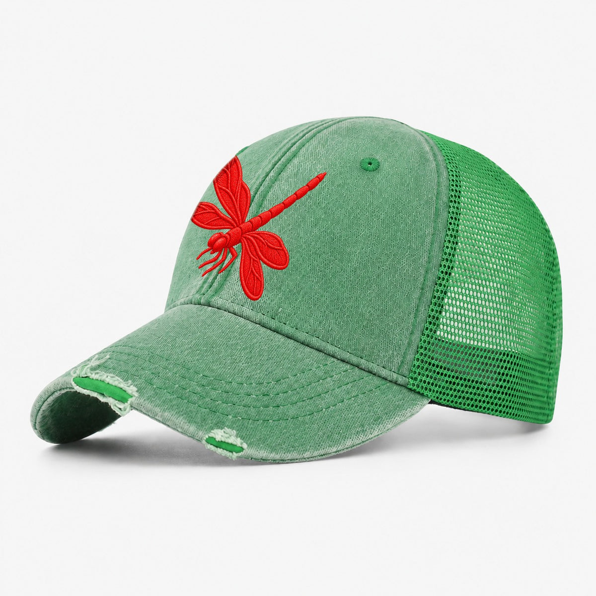 Dragonfly Banking Turn Micro Motion Mark Washed Trucker Hat – Ink Green