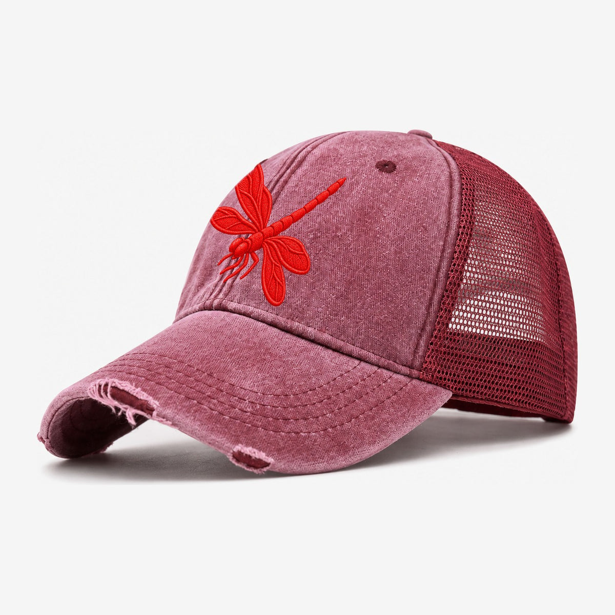 Dragonfly Banking Turn Micro Motion Mark Washed Trucker Hat – Wine Red