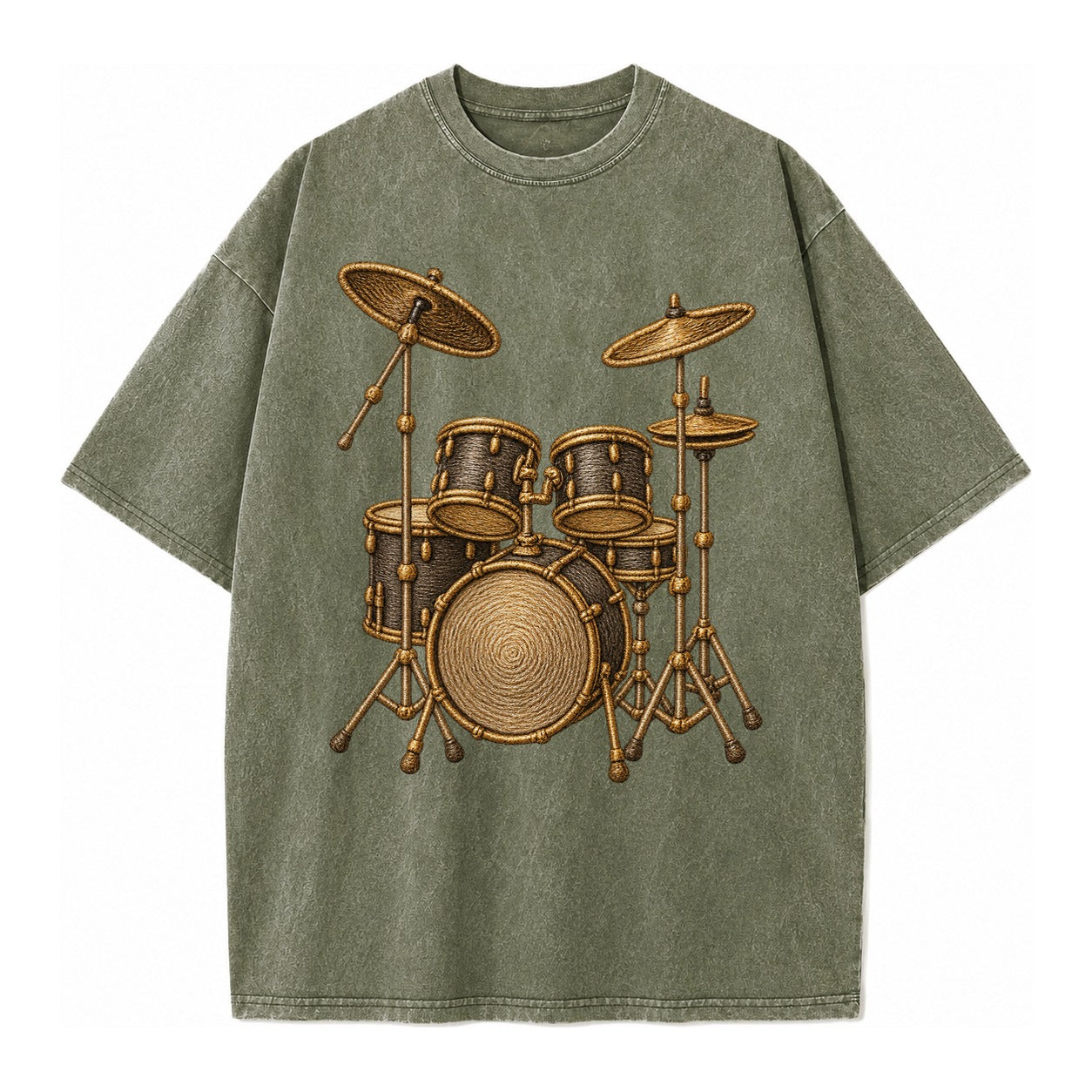 Drum Kit  - Vintage T-shirt – Army Green