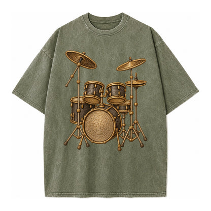 Drum Kit  - Vintage T-shirt – Army Green