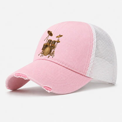 Drum Kit Washed Trucker Hat – Light Pink