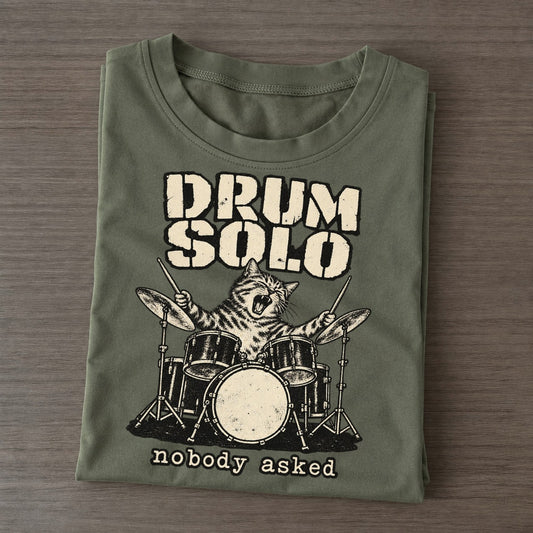 Drum Solo Alley Cat Records Classic T-shirt – Army Green