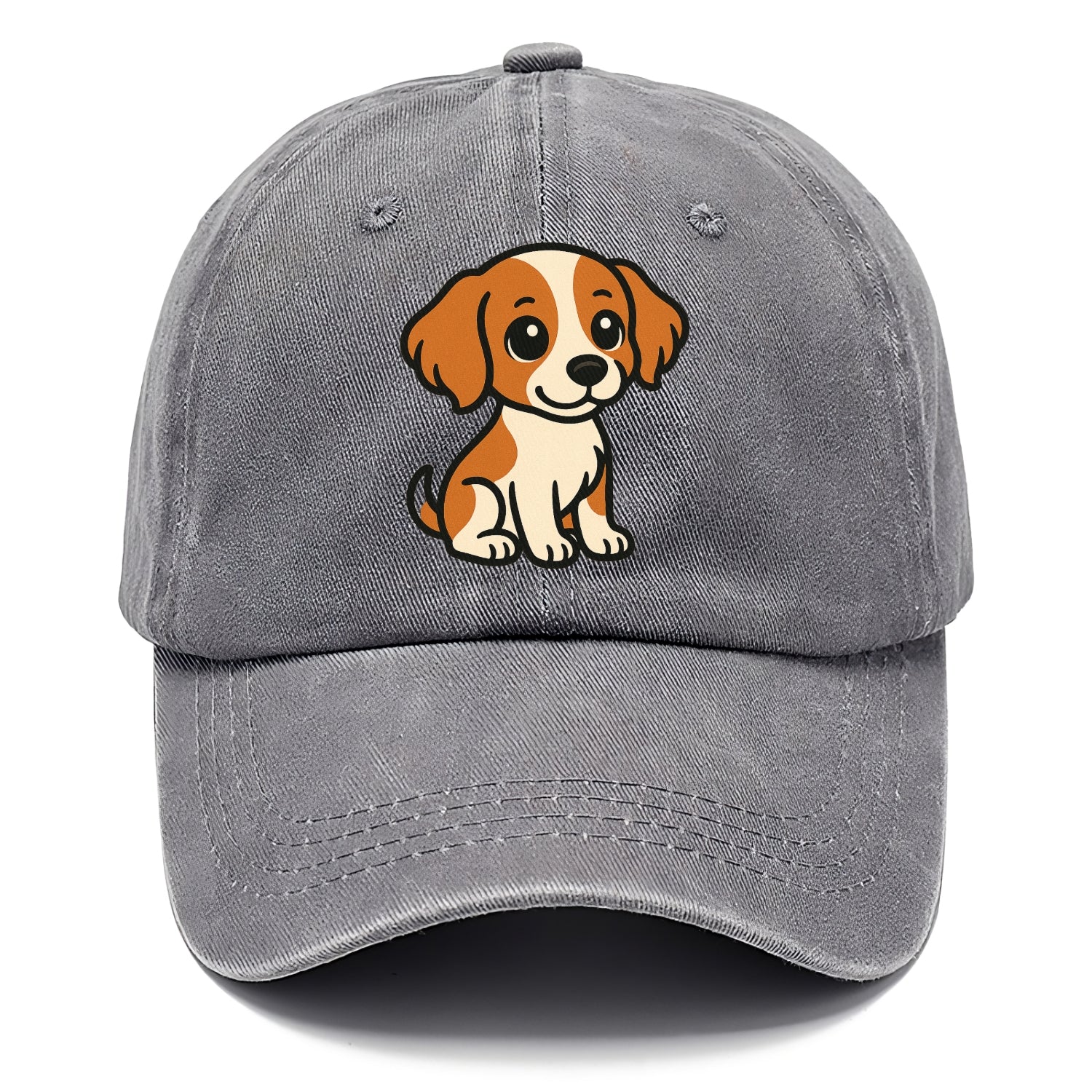 brittany spaniel orange and white sitting pose portrait design Hat