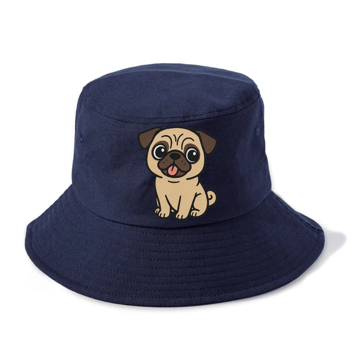 pug tilted head with tongue out portrait design Hat