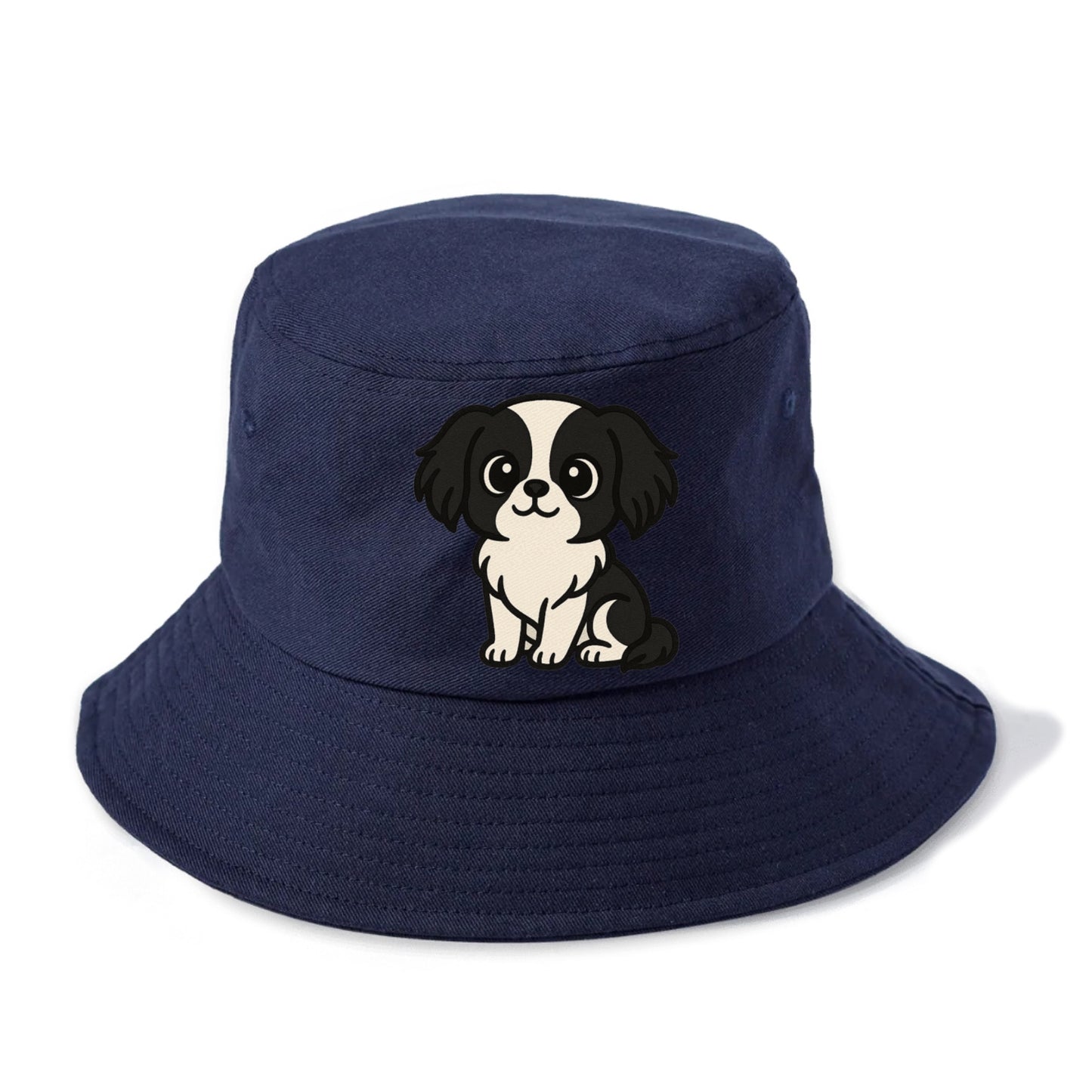 japanese chin black and white sitting pose portrait design Hat