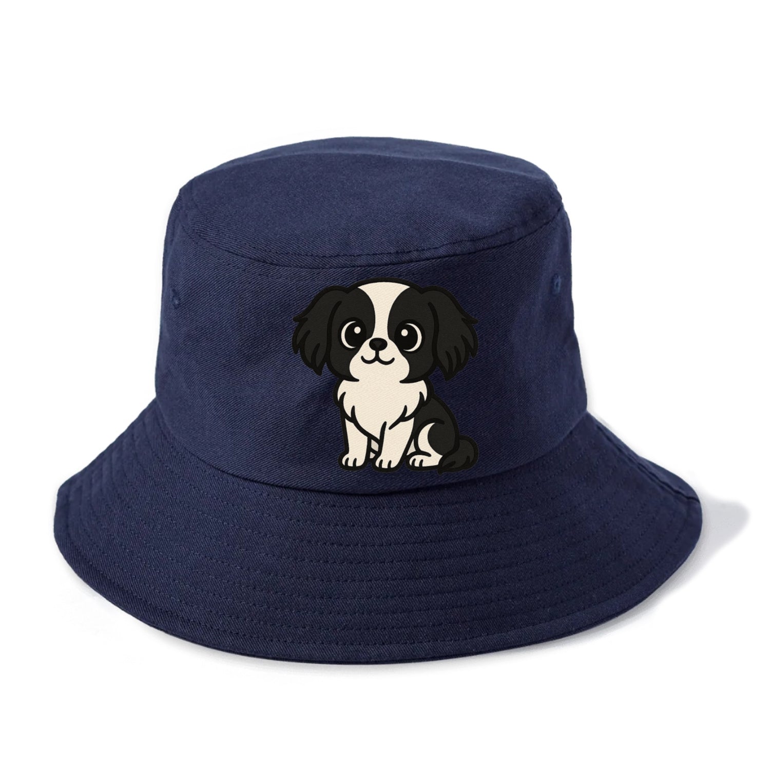 japanese chin black and white sitting pose portrait design Hat