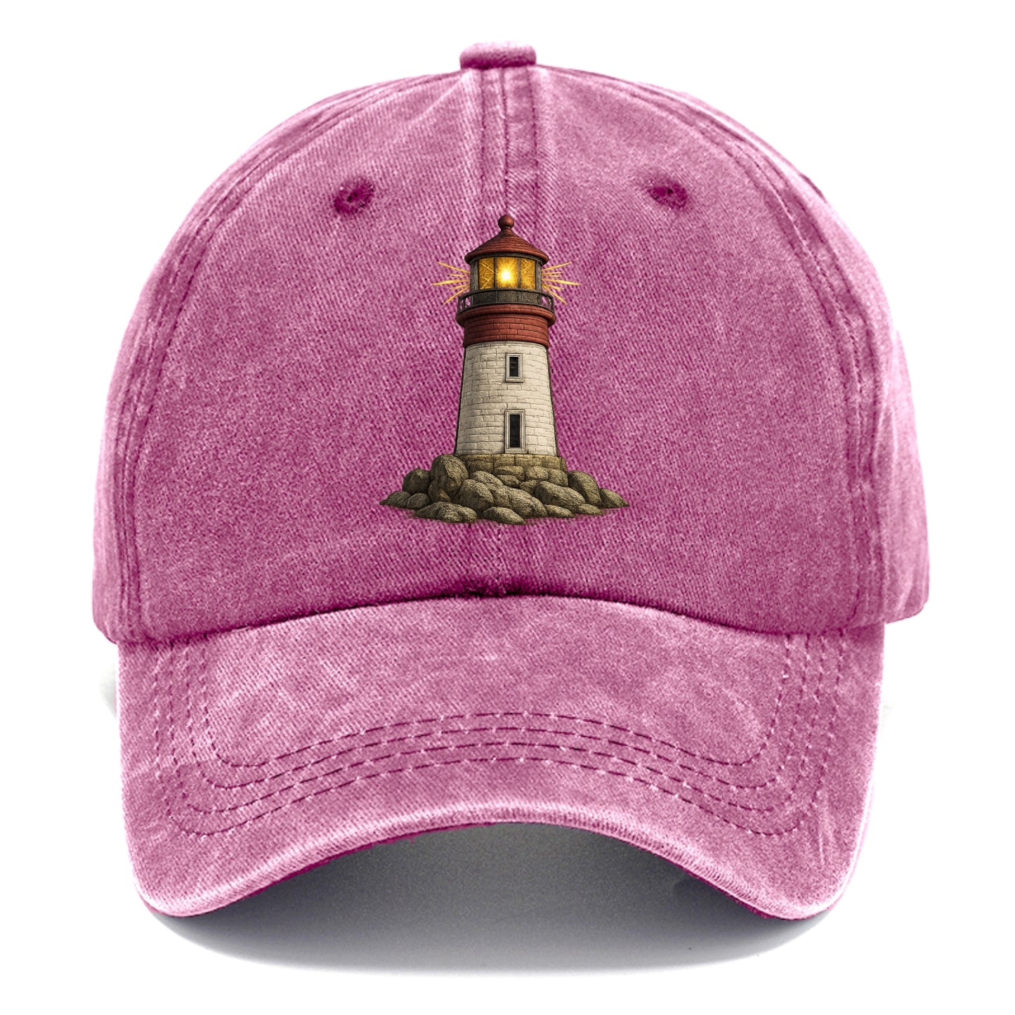 shining lighthouse on a rocky shore Hat