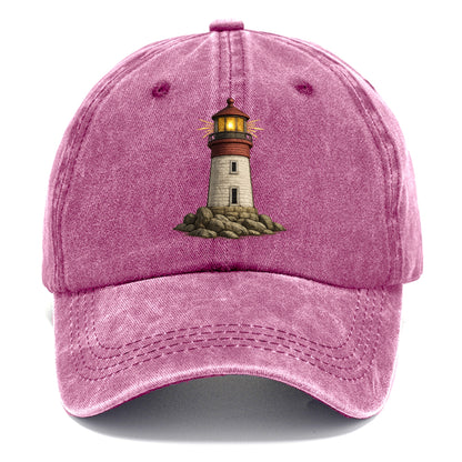 shining lighthouse on a rocky shore Hat