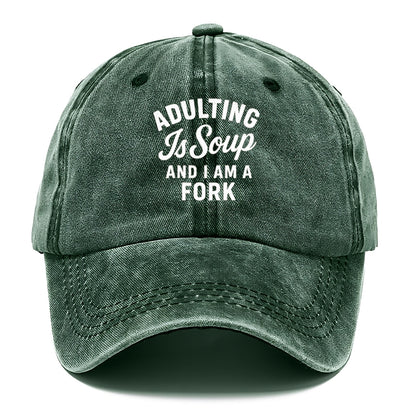adulting soup and a fork Hat