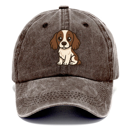 english springer spaniel liver and white sitting pose portrait design Hat