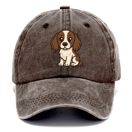 english springer spaniel liver and white sitting pose portrait design Hat