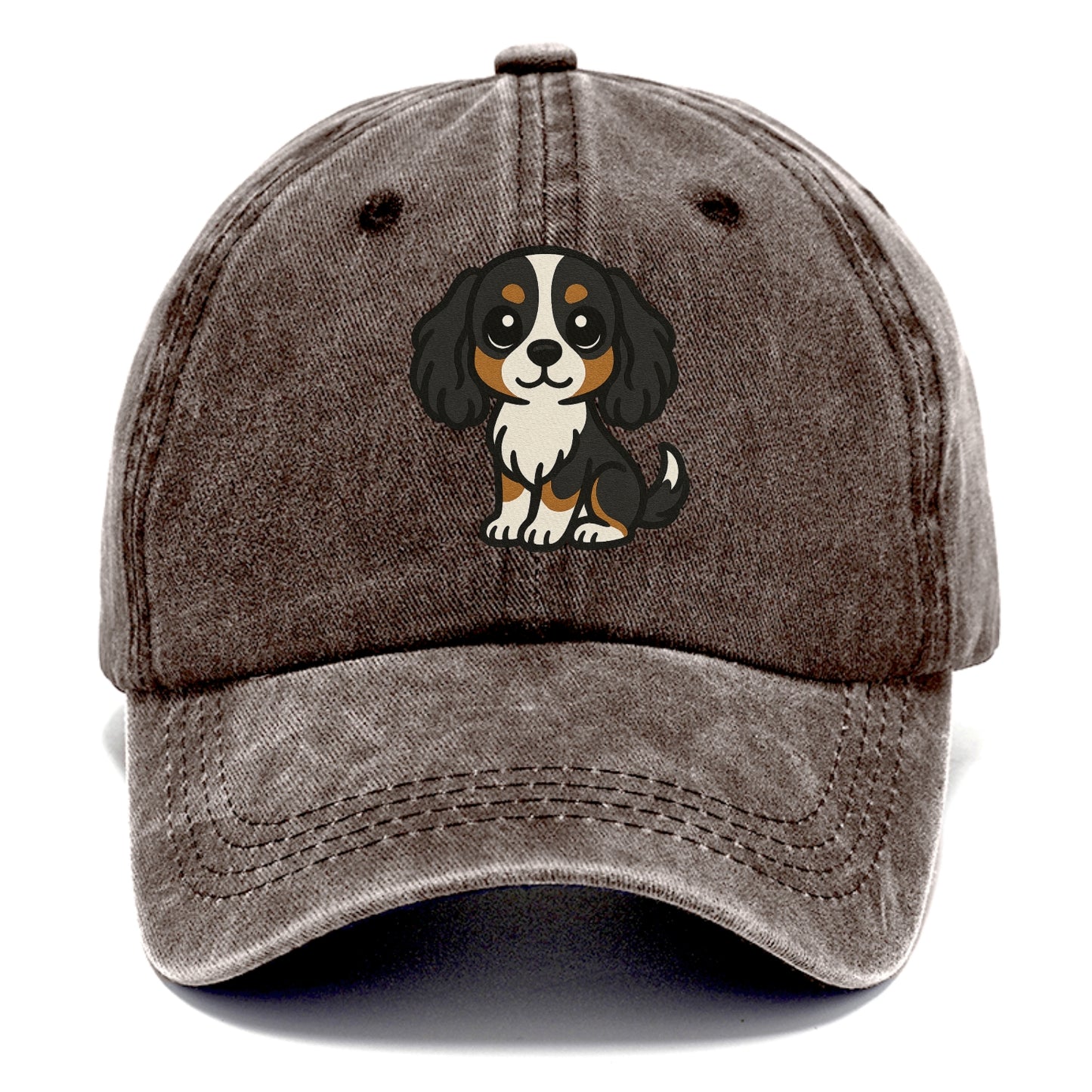 cavalier king charles spaniel tricolor sitting pose portrait design Hat