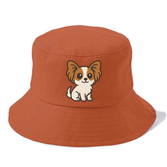 papillon white with brown ears sitting pose portrait design Hat