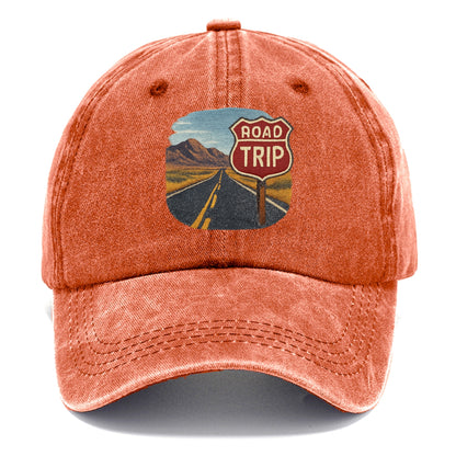 american road trip scenic embroidery Hat