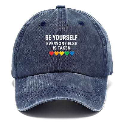 inspirational quote with rainbow hearts Hat
