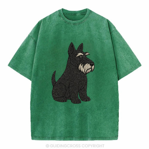 Scottish Terrier Black Sitting Pose Vintage T-shirt