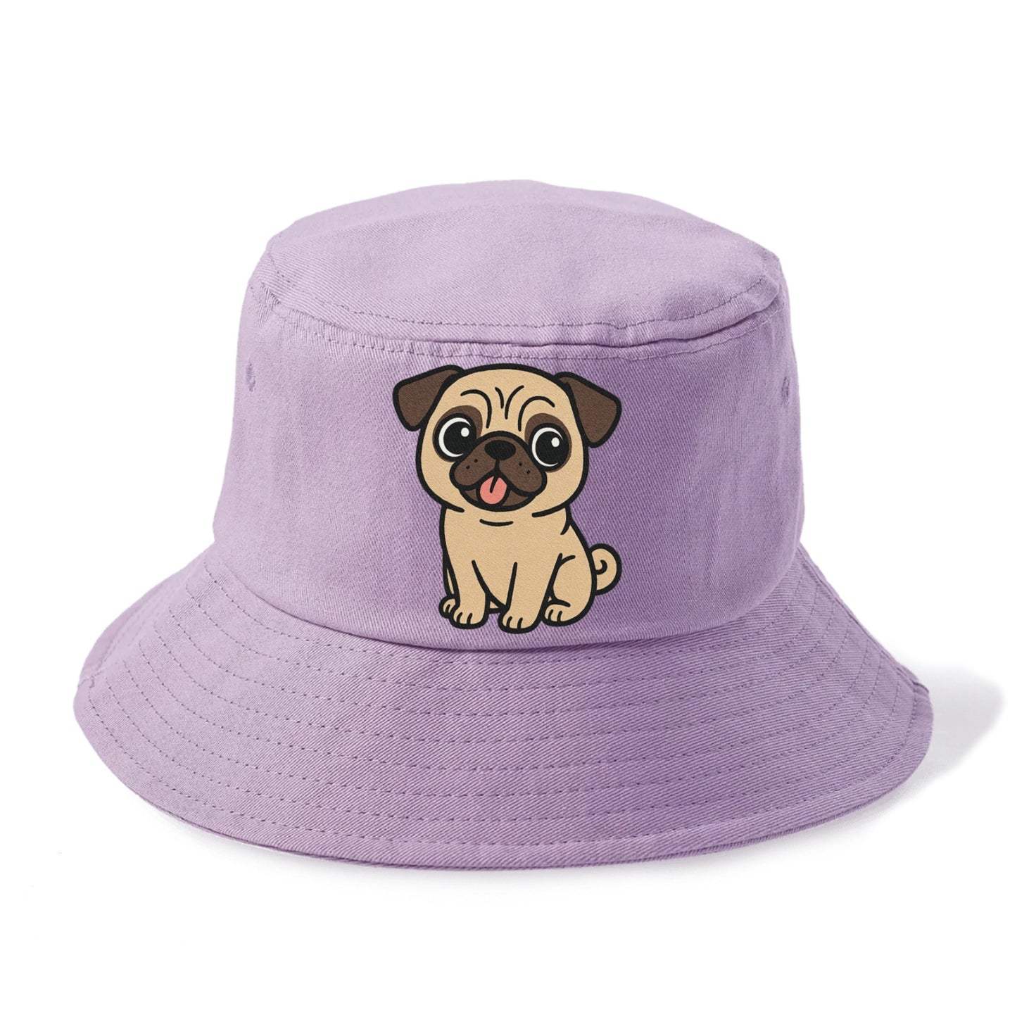 pug tilted head with tongue out portrait design Hat