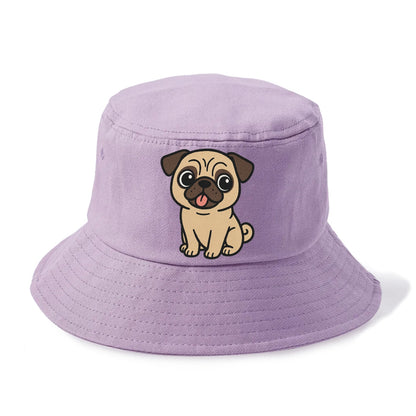 pug tilted head with tongue out portrait design Hat