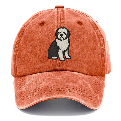 Old English Sheepdog Black And White Pose Hat