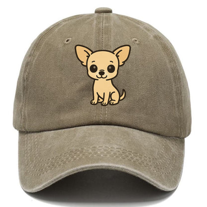 chihuahua cream colored sitting pose portrait design Hat