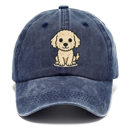 labradoodle curly cream sitting pose portrait design Hat