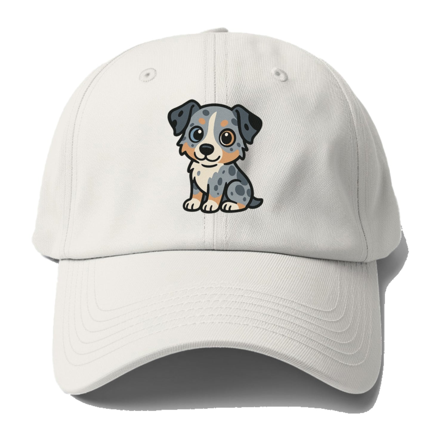 australian shepherd blue merle sitting pose with heterochromia portrait design Hat