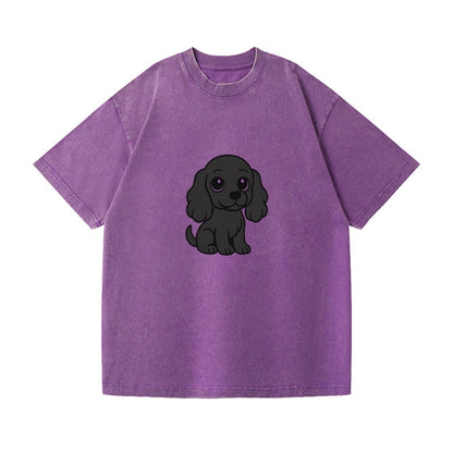 cocker spaniel black sitting pose with long ears portrait design Hat