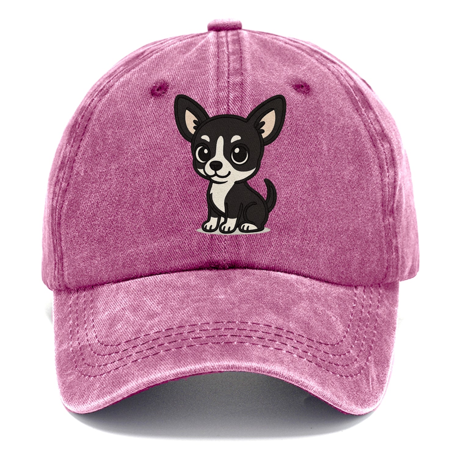 chihuahua black and white sitting pose portrait design Hat