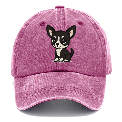 Chihuahua Black And White Sitting Pose Portrait Design Classic Cap