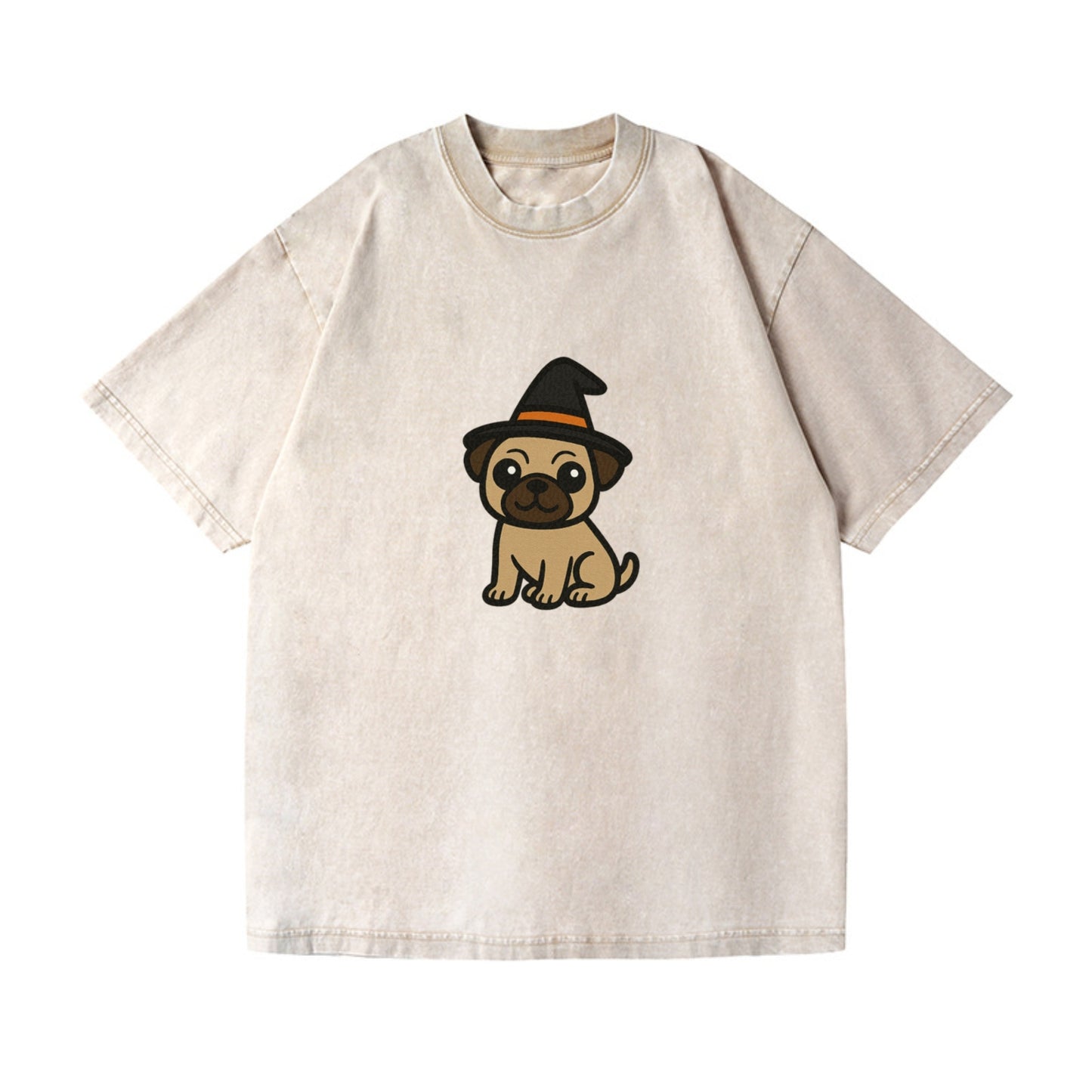 pug wearing witch hat halloween theme portrait design Hat