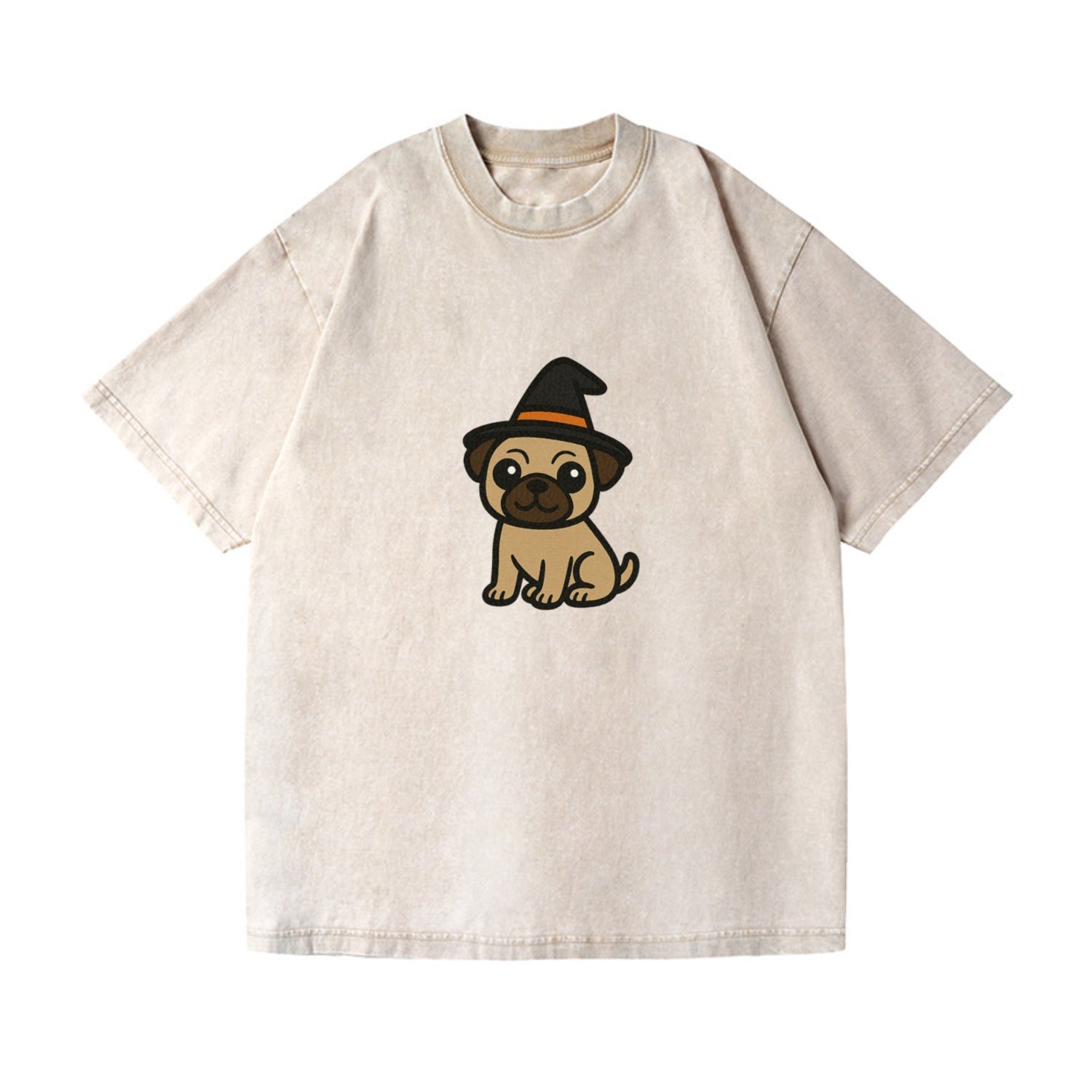 pug wearing witch hat halloween theme portrait design Hat