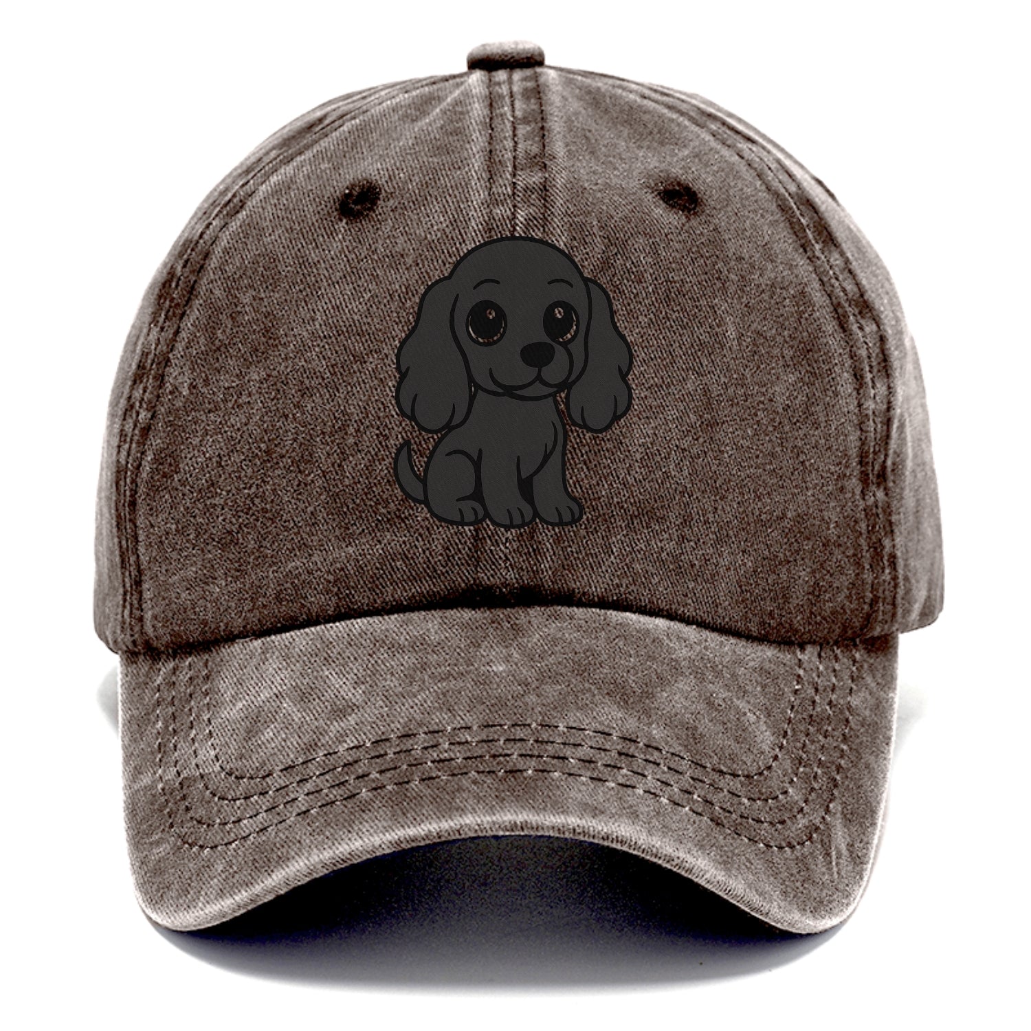 cocker spaniel black sitting pose with long ears portrait design Hat