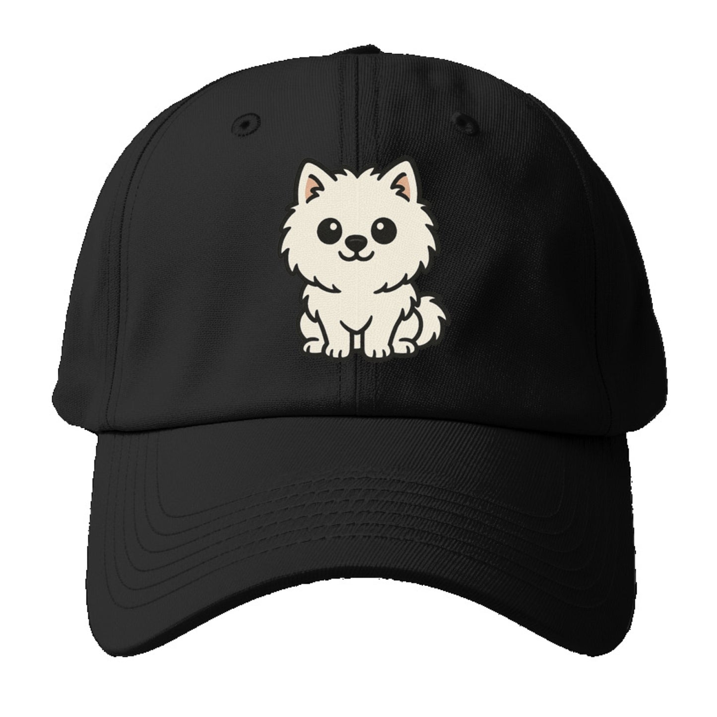 pomeranian white fluffy sitting pose portrait design Hat