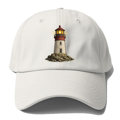 shining lighthouse on a rocky shore Hat