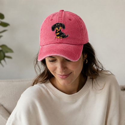 Happy Dachshund Wiggle Dance Classic Cap – editorial product image