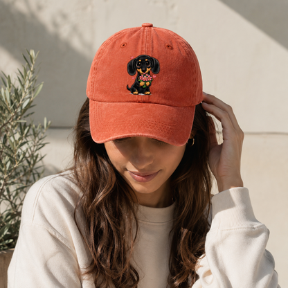 Dachshund Flower Bouquet Classic Cap – editorial product image