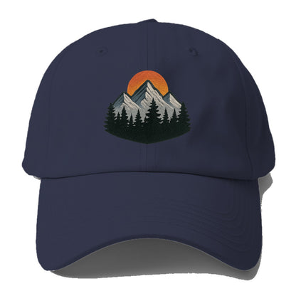 mountain sunset pine forest embroidery Hat