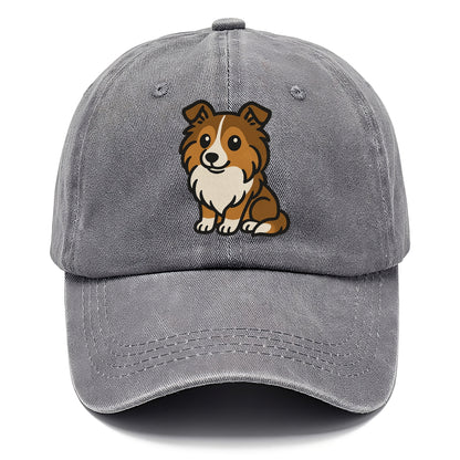 shetland sheepdog sable and white sitting pose portrait design Hat
