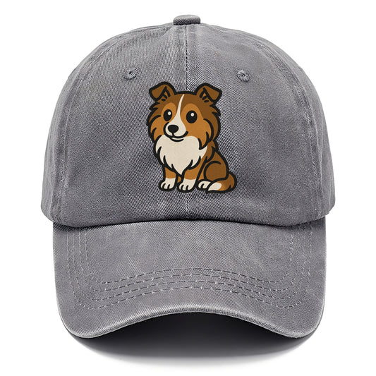 shetland sheepdog sable and white sitting pose portrait design Hat